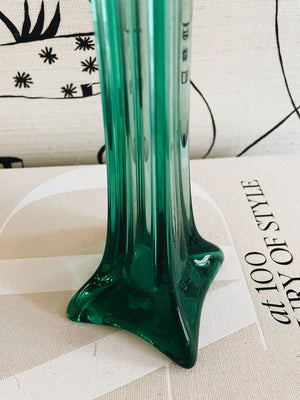 Vintage green glass vase