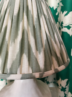 Lampshade green and white Ikat print