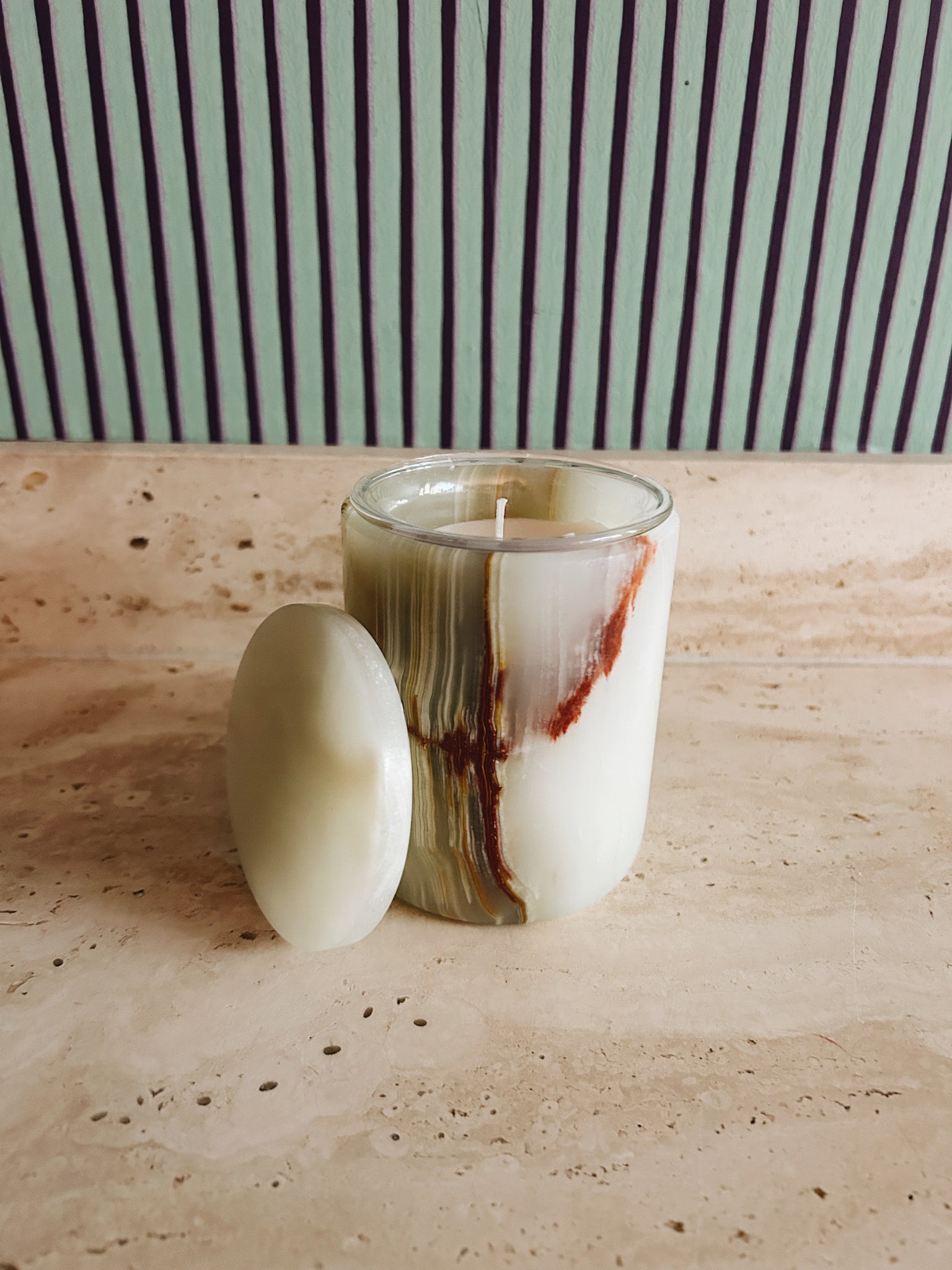 Green onyx candle