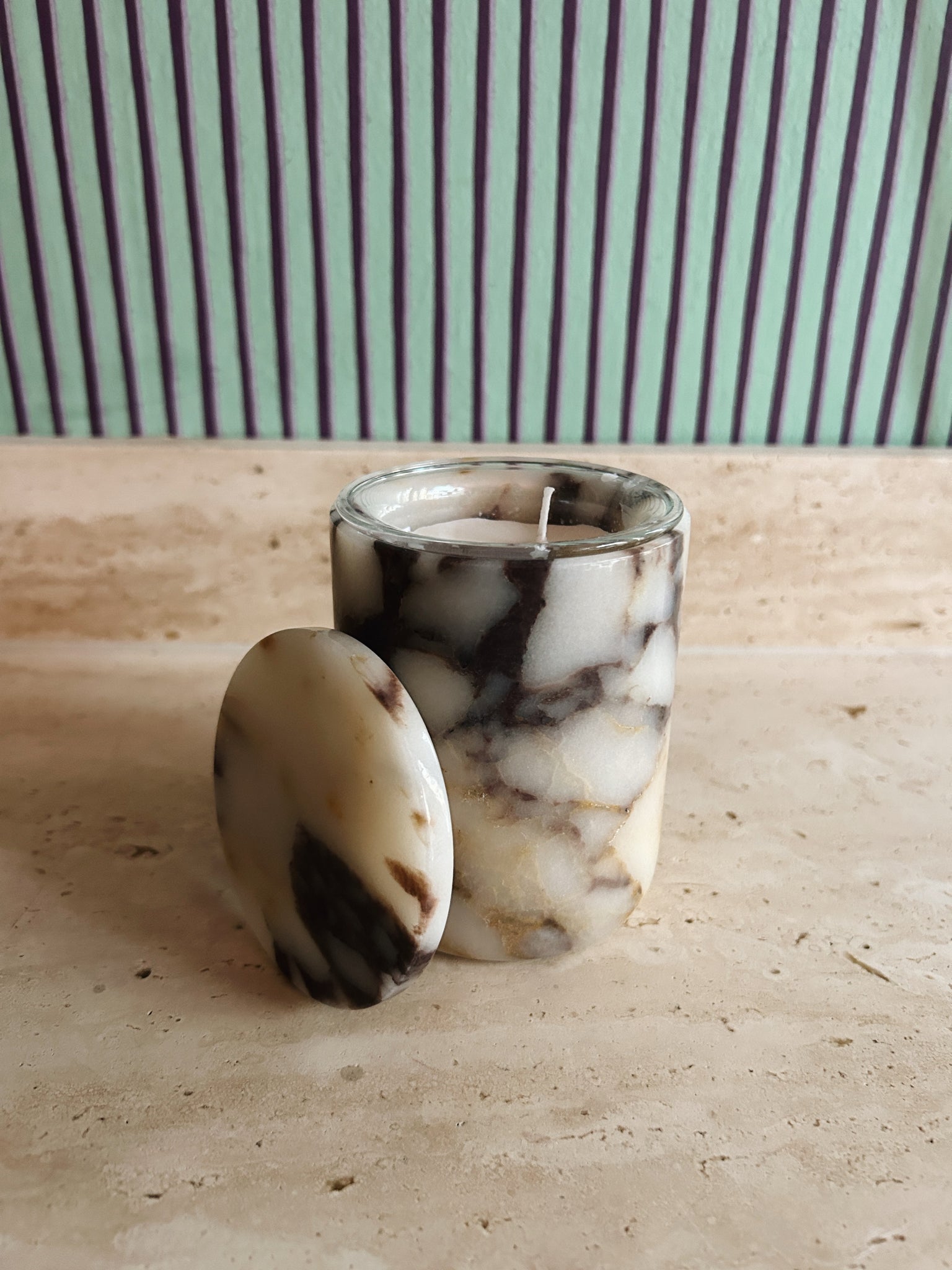 Viola marble candle