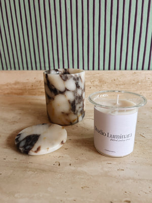 Viola marble candle