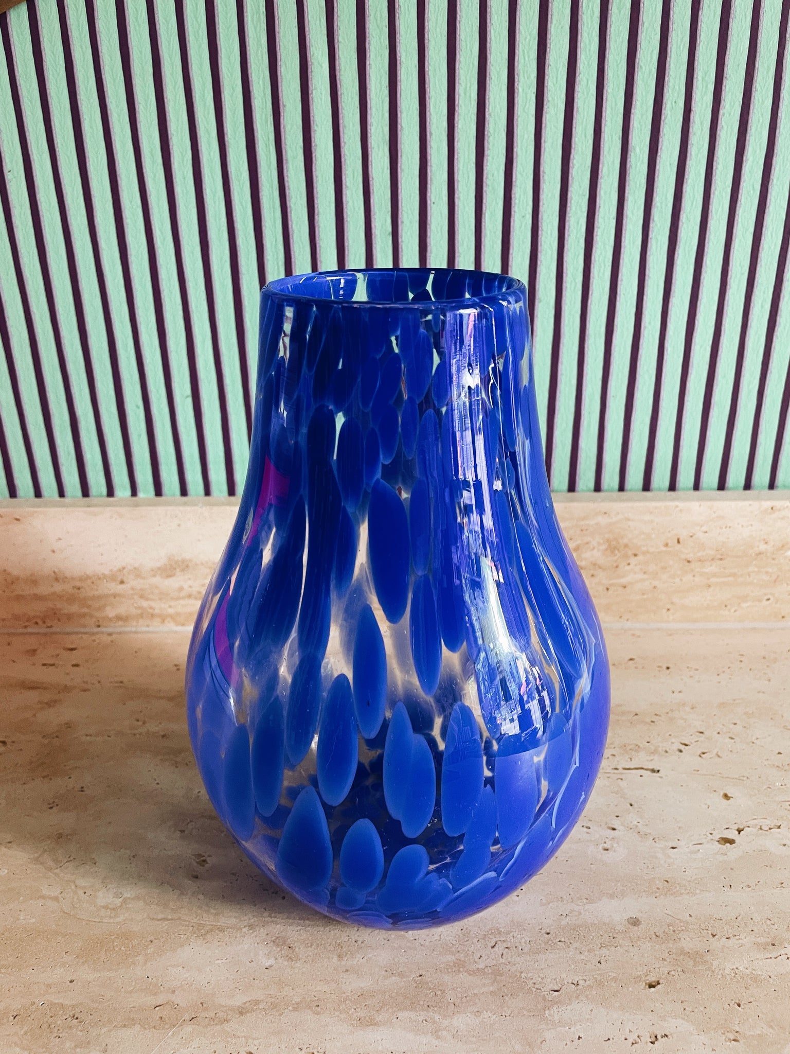 Vase royal blue glass