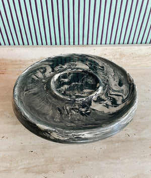 Ceramic grey swirl platter