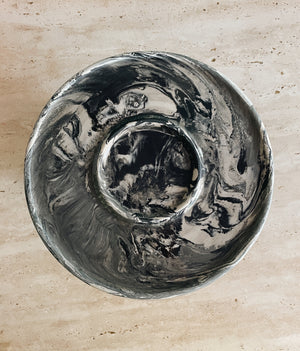 Ceramic grey swirl platter