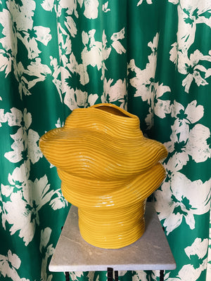 Yellow organic shaped ceramic vase