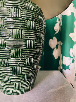 Vintage lampbase in green braided ceramic