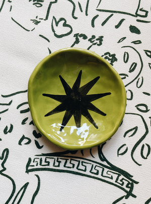 Ceramic Plate in green with star